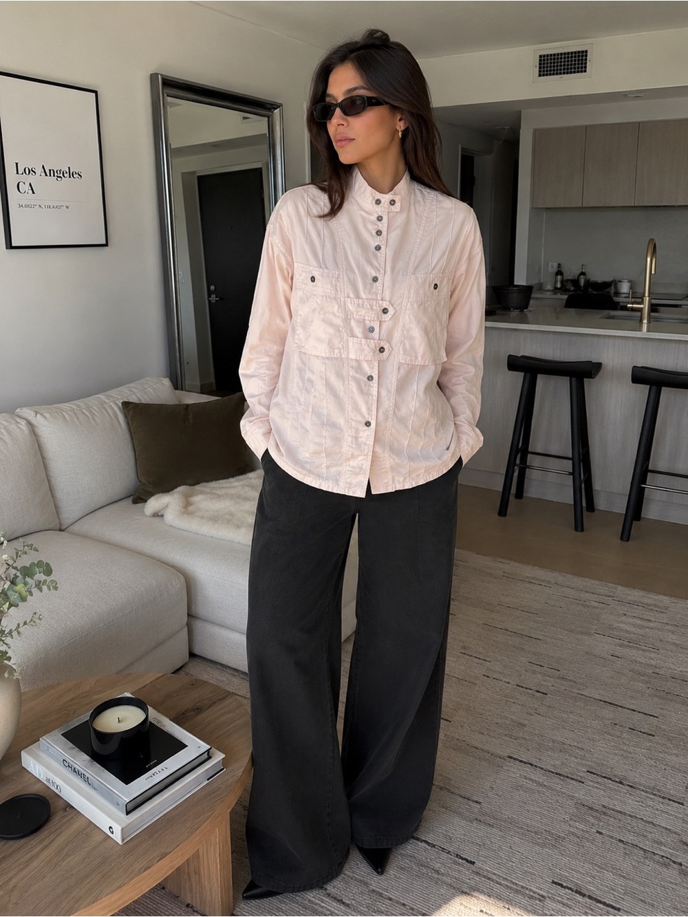 Isabel Marant Blush Pink Military Utility Jacket Shirt 100% Cotton Size 38